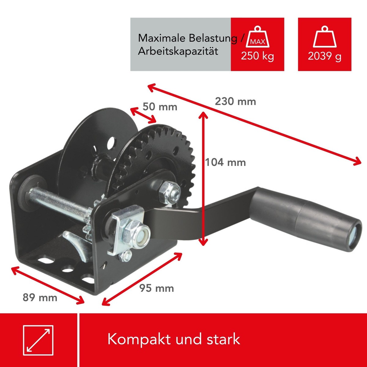 Handseilwinde 1200 Lbs Mit Bremse & Lager – K Produktbild-Vorschau 2