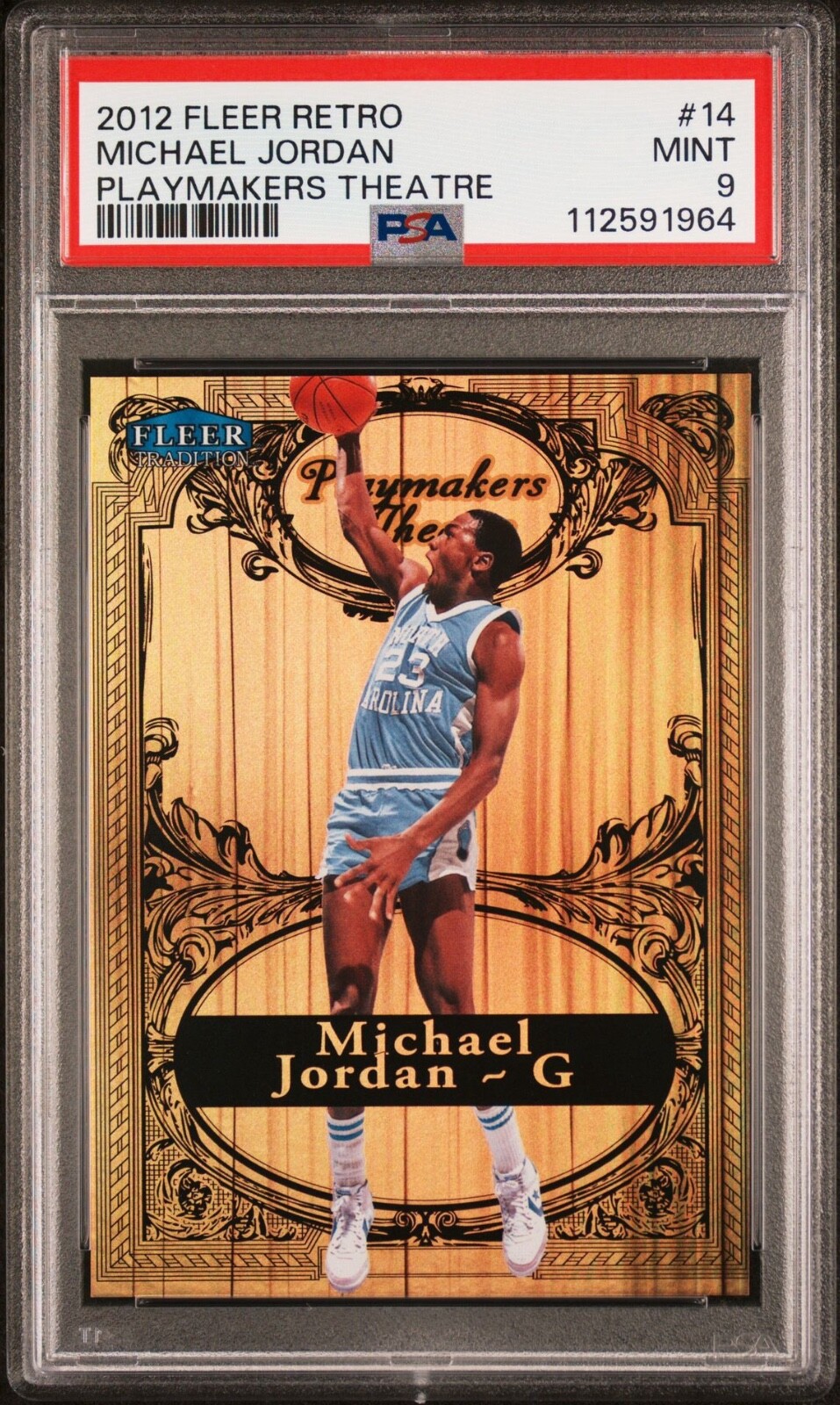 2012 FLEER RETRO PLAYMAKERS THEATRE /100 MICHAEL JORDAN #14PT PSA 9 *Rare POP 3