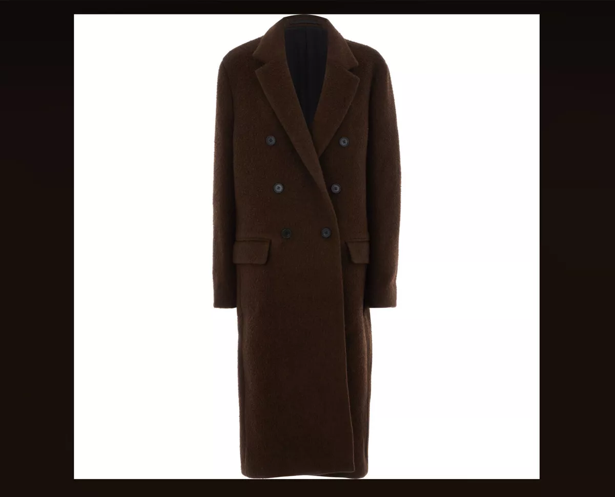 All Saints Mens Brown Wool Heron Trench Coat Overcoat 46 IT 36 UK