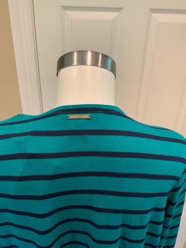 Michael Kors Teal & Blue Striped Cardigan Sweater, Size Medium, NWT! - Picture 8 of 9