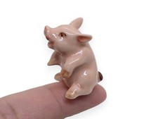1" L Pink Pig Ceramic Piglet Miniature Dollhouse Figurines Animal Collectibles