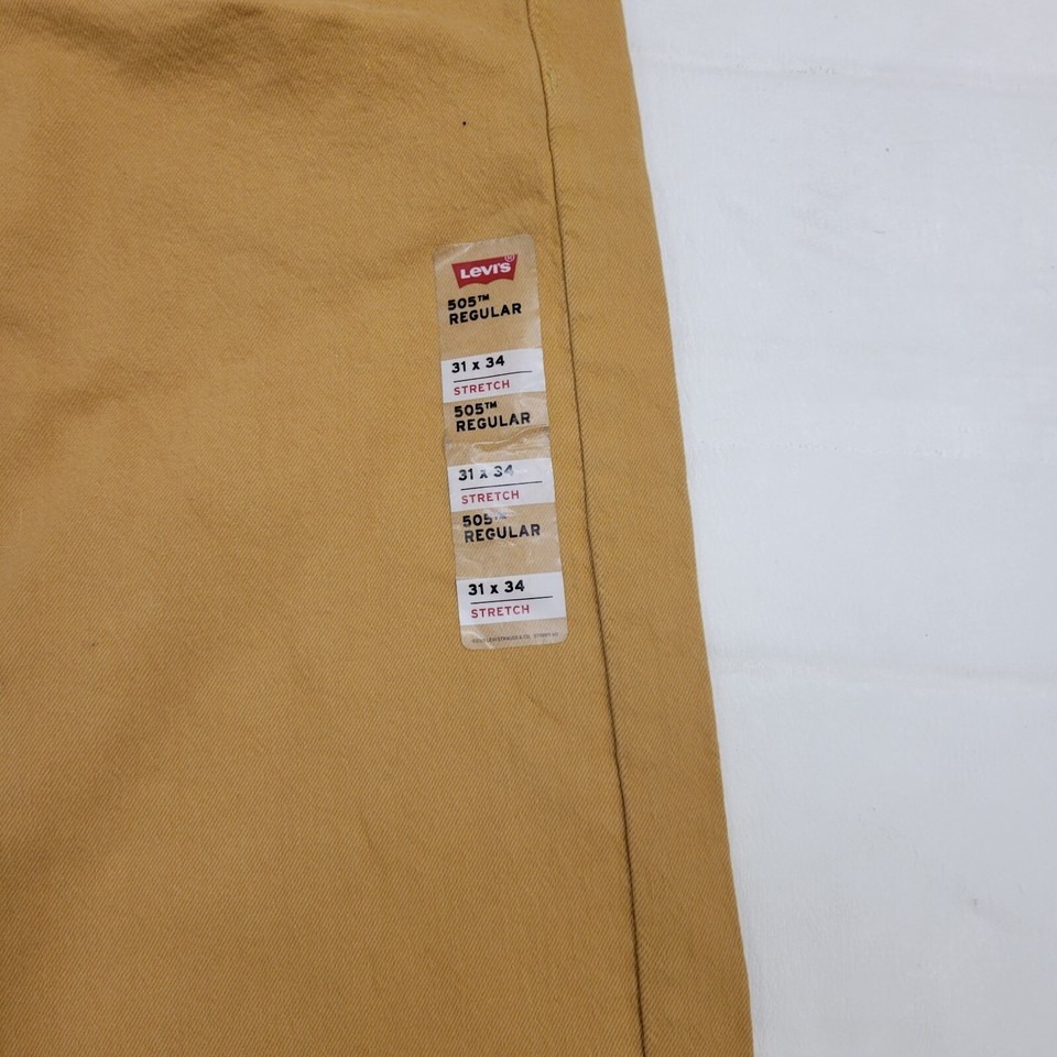 Levis Mens Size 31X34 Beige 505 Regular Straight Leg Denim Khaki Pants