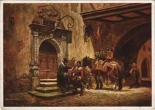 Old postcard Rothenburg old town hall portal, the courier GERMANY (1077207)