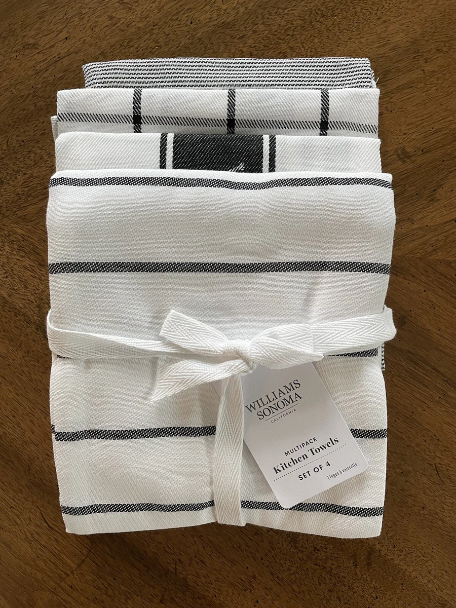 Williams Sonoma BLACK & WHITE MULTIPACK Kitchen Towels Set of 4