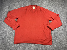 LL Bean Cotton Cashmere Sweater Mens Size Large Long Sleeve V Neck Red Preppy