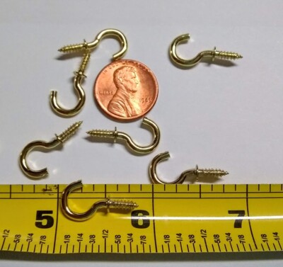 Small Brass Hook for Crafts Size 7/8'' total length (1/2'' above thread) 100 PCS