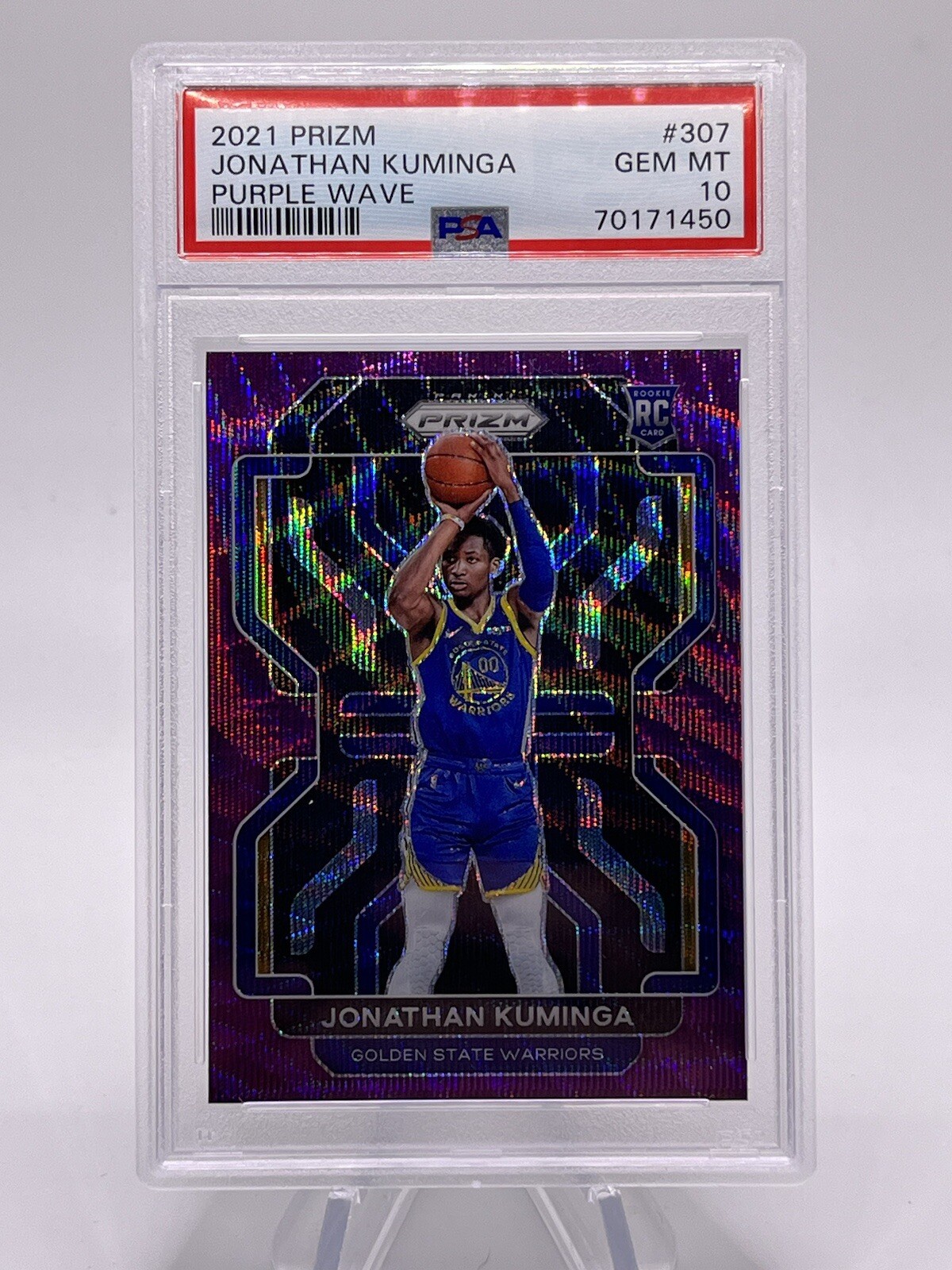 2021-22 Prizm Jonathan Kuminga Purple Wave #307 PSA 10 Warriors