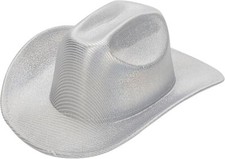 Silver Rhinestone Western Cowboy Hat for Womens - Medium, Silver-squre Top B