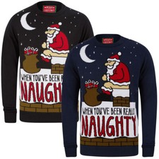 Men's Christmas Jumper Funny Santa Claus Xmas Novelty Sweater Pullover Knit Top