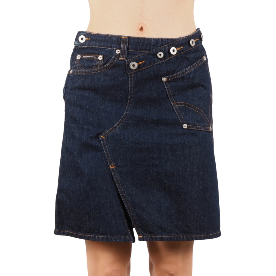 Falda Denim Oscura Asimétrica Dolce & Gabbana Vintage Años 90 Para Mujer Y2K IT 40 / US 4 Foto 2 de 4