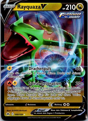 Rayquaza V Pokemon Karte 100/159 Zenit der Könige Ultra Rare Near Mint Deutsch
