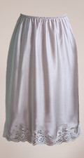 Shadowline Rochelle Satin 15" half slip Size Large Taupe Style 47075 Lace Hem