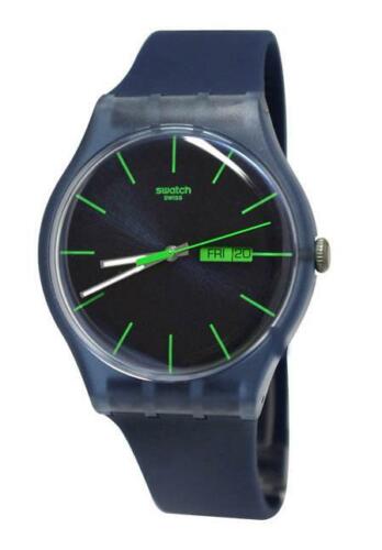 New Swatch Originals Blue Rebel Day Date Silicone Band Watch 42mm SUON700 $85 - Picture 1 of 8