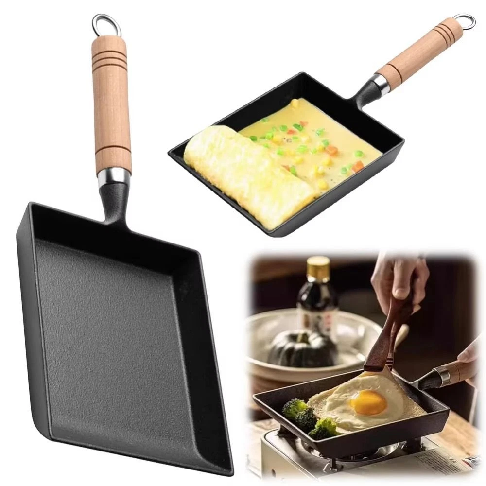 Frying Tamagoyaki Omelette Black Non Stick Pan Fry Egg Pancake Kitchen Pot