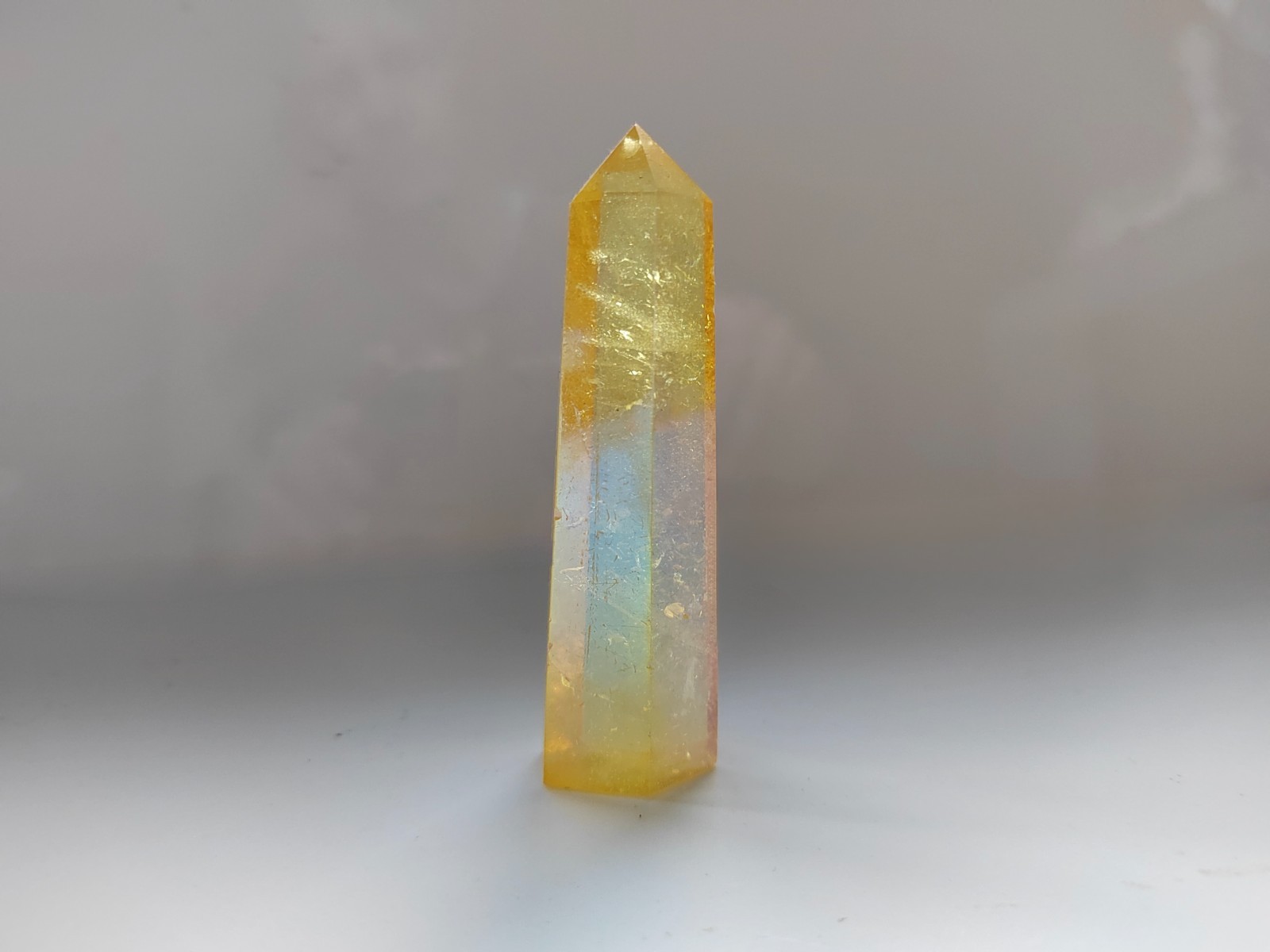 Sunshine Angel Aura Quartz Crystal Point | Polished Tower | 38g
