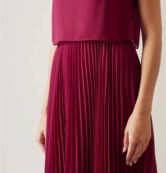 Women Hobbs Dress Burgundy Polyester 34 / XS / 42