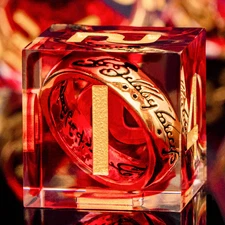 Magic Golden Ring DND Dice Set Sharp Edge Red Resin Dice with Box, for Use with 