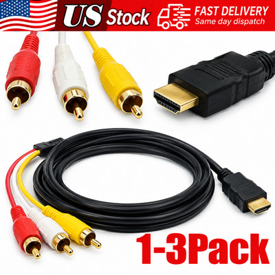 1080P HDMI Male To 3 RCA Video Audio AV Component Converter Adapter Cable HDTV