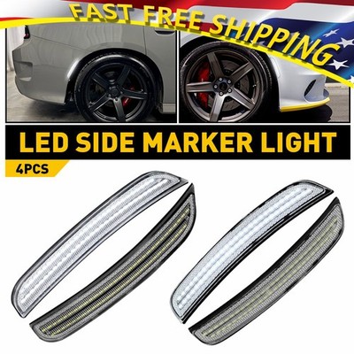 4X LED Side Marker Strip Lens Clear Light Front+Rear Fit Dodge 2015-2022 Charger