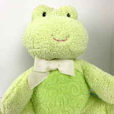 Eden Frog Green Terry Cloth Baby Plush Rattle Swirl Yellow Ribbon Learning Curve