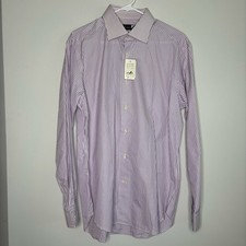 Saks 5th Avenue Lavender Bengal Striped Men's Button Down Shirt Size 41 Cotton M