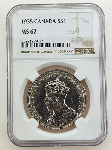 1935 Canada Silver Dollar, NGC MS62