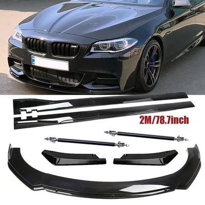 For  BMW F10 535i 528i 550i Front Bumper Lip Splitter Spoiler Glossy Black Body