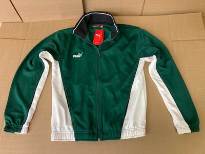 Puma Men Small Track Jacket Green White Zip Athletic Retro Style ~ NWT