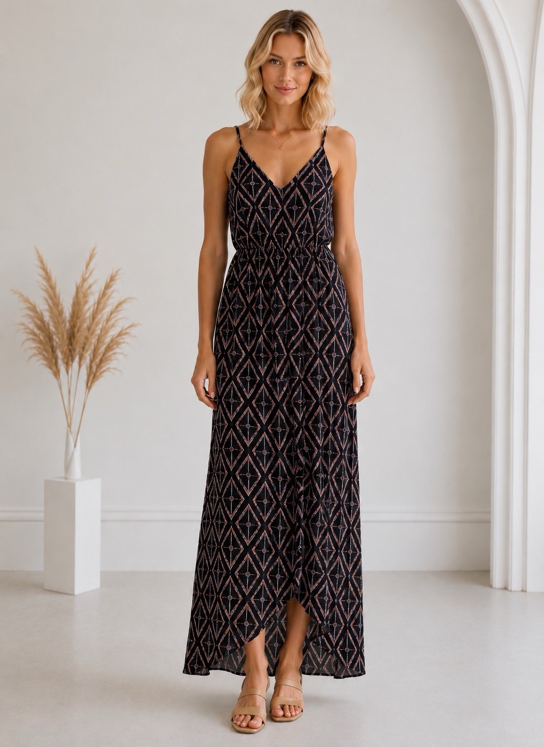 Womens  Faux Wrap High Low Maxi Dress Size Small Summer Beachy Resort Chic NWT