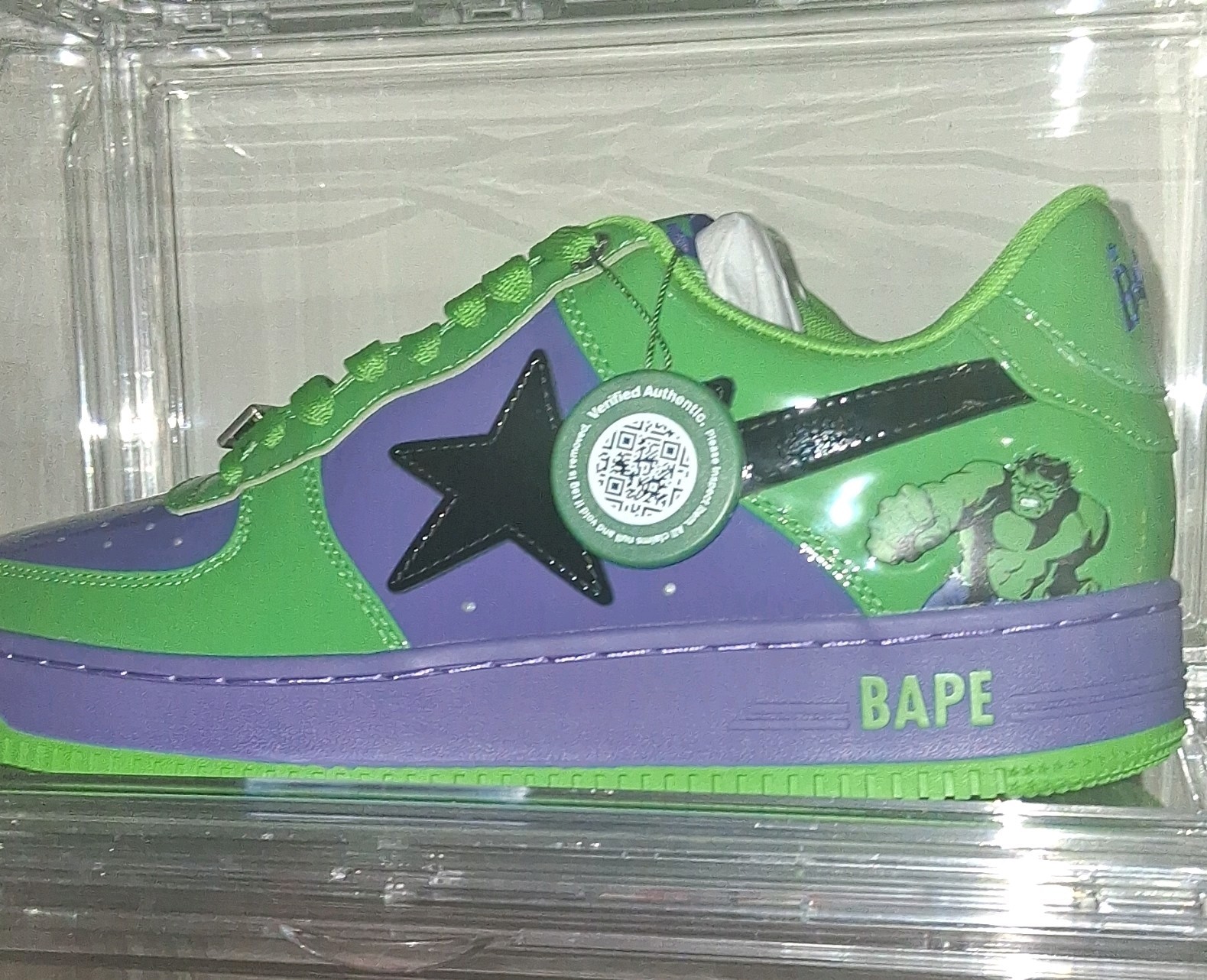 A Bathing Ape Bapesta Hulk Green Purple Black Low Top Men's Sneaker thumbnail 6