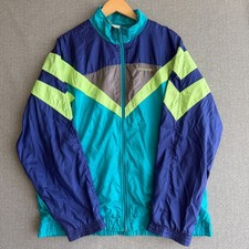 VINTAGE Adidas D8 F192 Track Jacket Large Teal Blue Trefoil Full Zip 90s Retro
