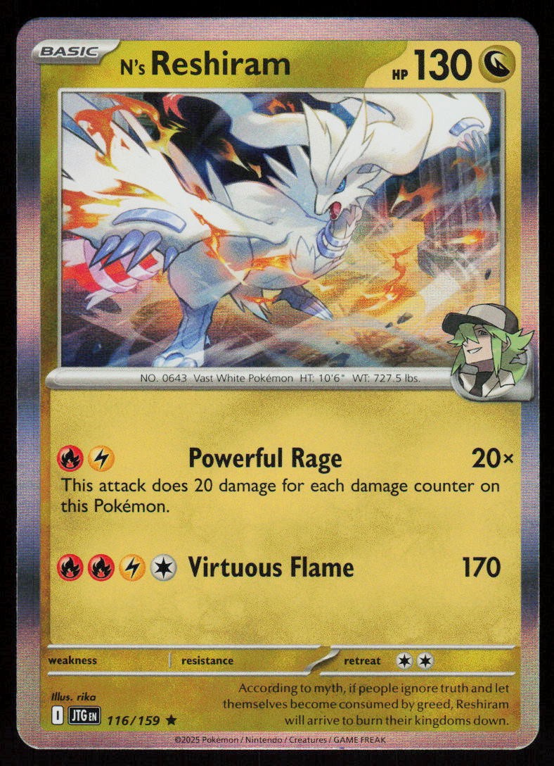 N's Reshiram 116/159 Rare Journey Together Pokemon Holo Near Mint