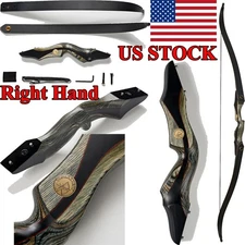 60" Archery Takedown Recurve Bow RH 25-50lbs Wooden Bow Hunting Shooting Target