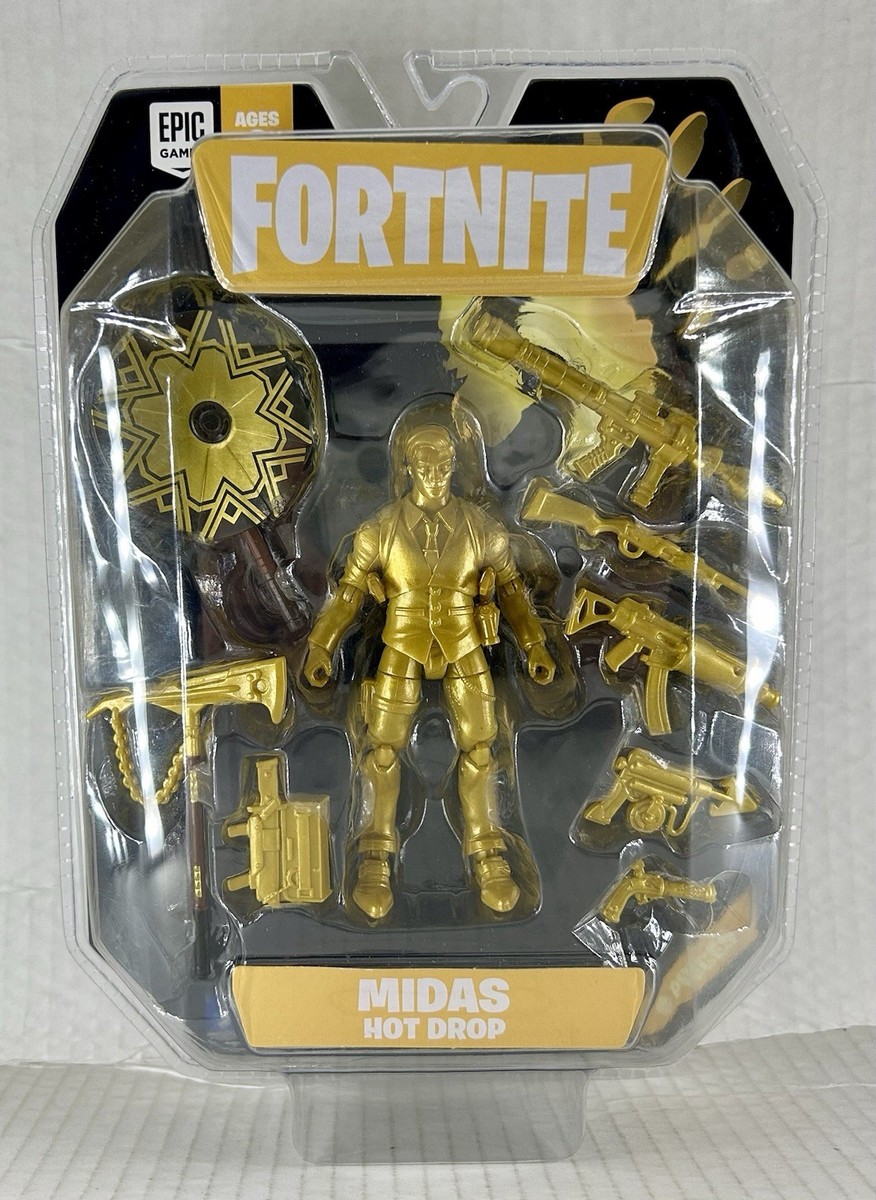 Fortnite Gold Midas Hot Drop Action Figure + 8 Weapons-New