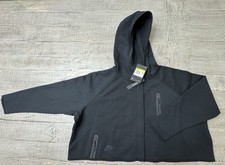 NWT Nike Women  s Sportswear Tech Fleece Cropped Hoodie Loose Fit Black Sz Small