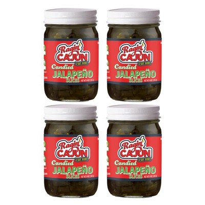 Ragin' Cajun Candied Jalapeño Slices - 14 fl oz Jar, Pack of 4, All Natural -...