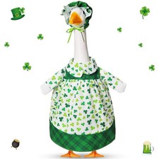 St Patrick's Day Shamrock Goose Outfit Lawn Porch Goose Clothes 23 Inch St Pa...