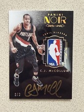 2015-16 CJ McCollum RPA Rookie Noir #3/3 Jersey NBA Logoman 