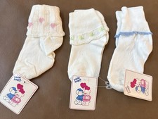 NOS 3 Pair Child s 60 s Anklet Socks Cuff SZ 4-6 1/2 Nylon Cotton USA Made