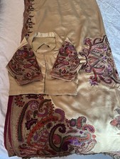 Indian Traditional Sari Saree with Blouse Size 10-12 Thread Embroidery