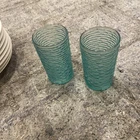 Vintage Anchor Hocking Soreno Aquamarine Teal Blue Glasses Tumblers Set Of 2