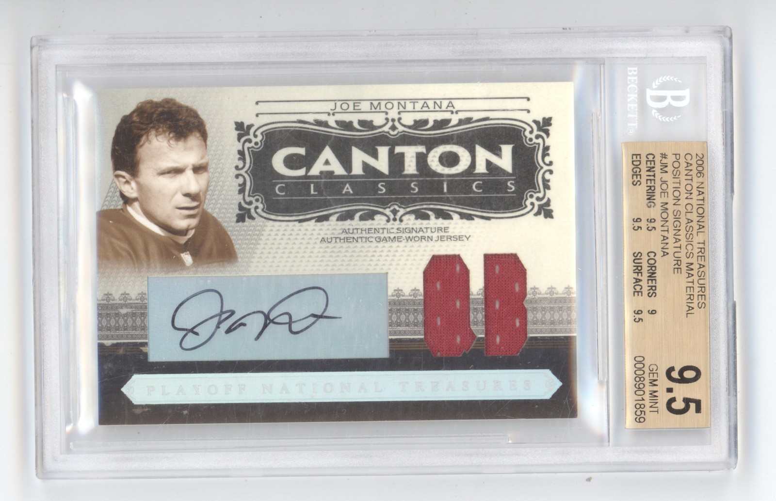 JOE MONTANA 2006 NT CANTON CLASSICS GAME USED PATCH AUTO /25 BGS 9.5 10 Q7776 view 1
