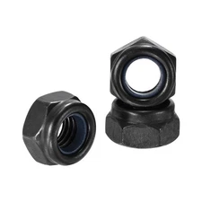 100Pcs Nylon Lock Hex Nuts - [M8 x 1.25], Carbon Steel Locknut, Black