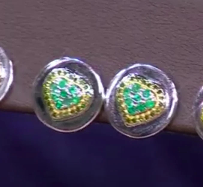 Colleen Lopez Gem & Colored Diamond Heart Design Stud Earrings HSN Sold Out image 5