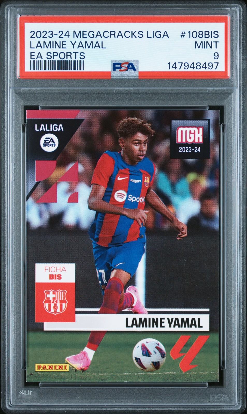 2023-24 PANINI MEGACRACKS LALIGA EA SPORTS #108BIS LAMINE YAMAL PSA 9
