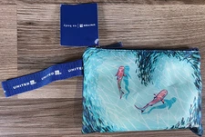 United Airlines Pink Sharks Christie Shinn Travel Amenity Kit Hawaii UA Body NEW