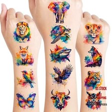 s Temporary Tattoos for Kids - 96 PCS Individually Cute Watercolor Animal
