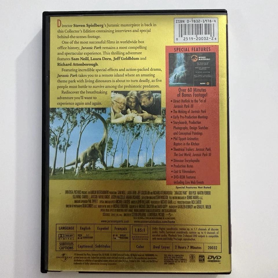 Blockbuster Case Jurassic Park Vintage DVD With Original Receipt - Image 2 of 4