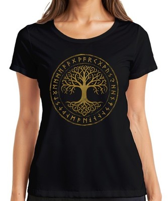 Yggdrasil Tree of Life Celtic Norse Runes Mysticism Viking Women's T-Shirt