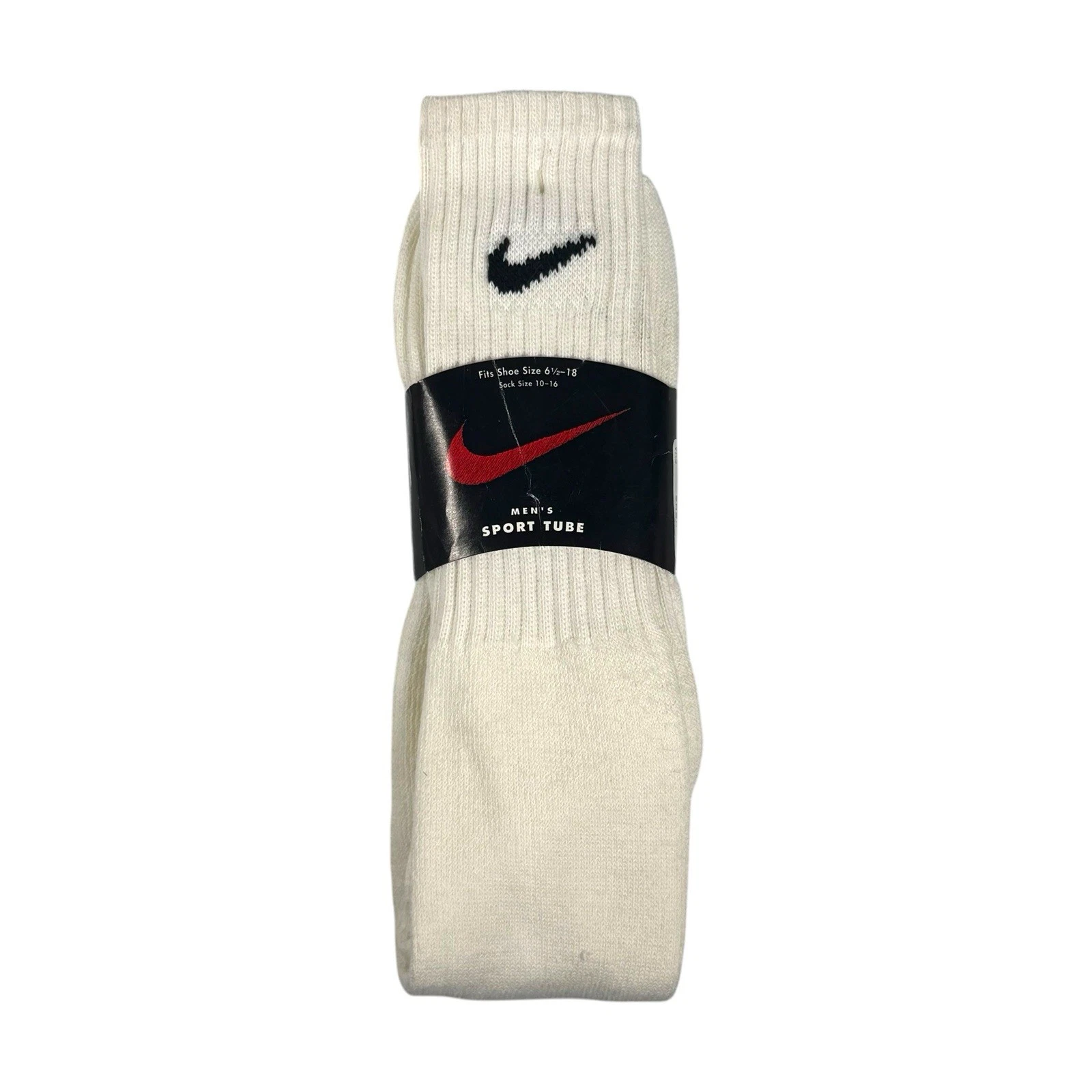 Vintage 90’s NIKE Mini Swoosh Mens Sport Tube Socks White Sz 10-16 Made In USA